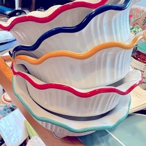 Twelve ceramic  Mini Pie Plates 5.5” with classic fluted rims in various colors